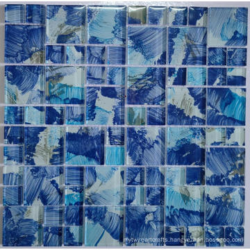 blue art mosaic tile for pool